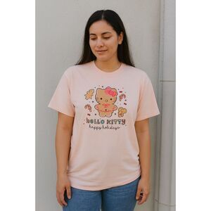 Sanrio Gingerbread Hello Kitty Happy Holidays Ladies XL Christmas T-Shirt #V